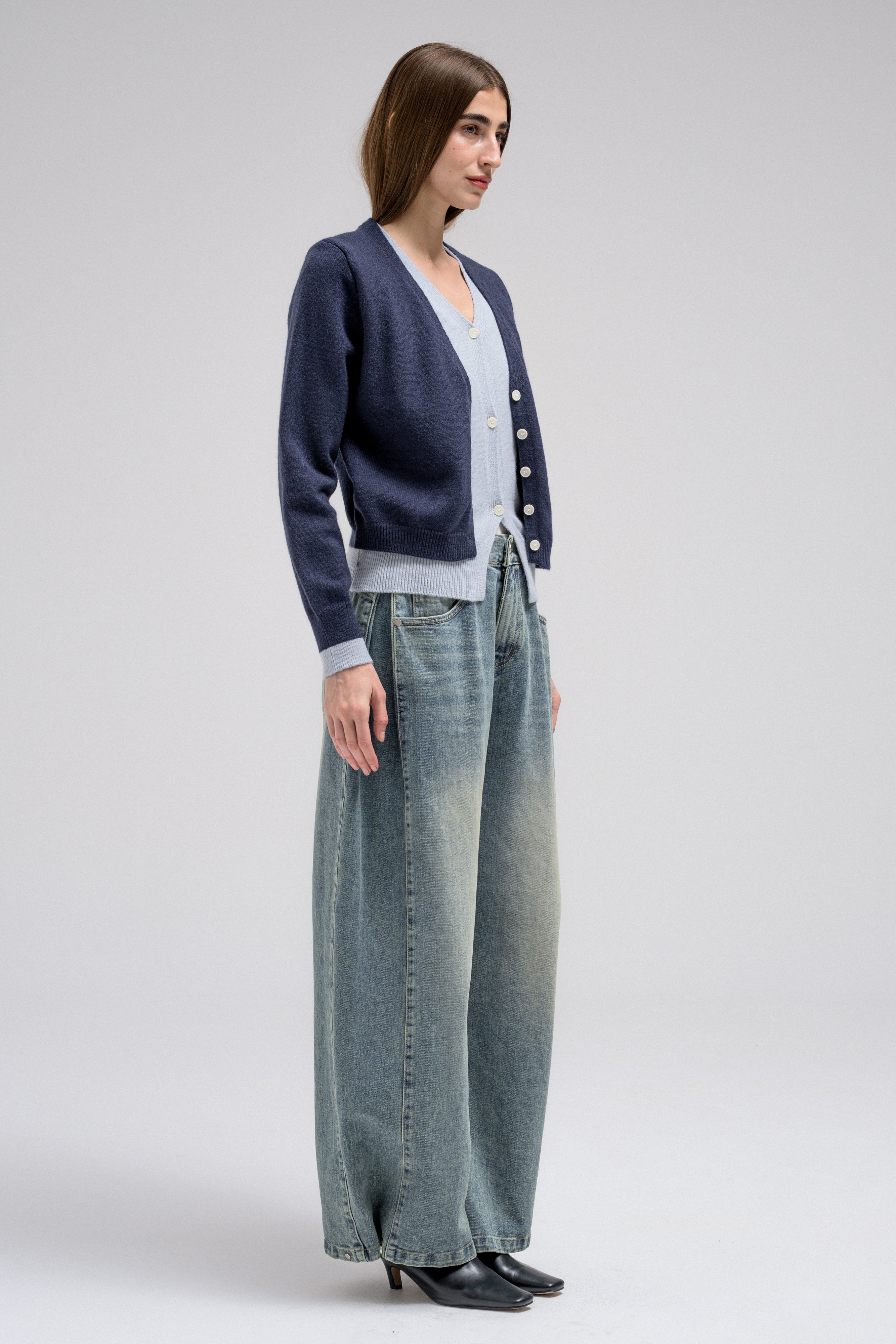 RAY DOUBLE LAYERED CARDIGAN