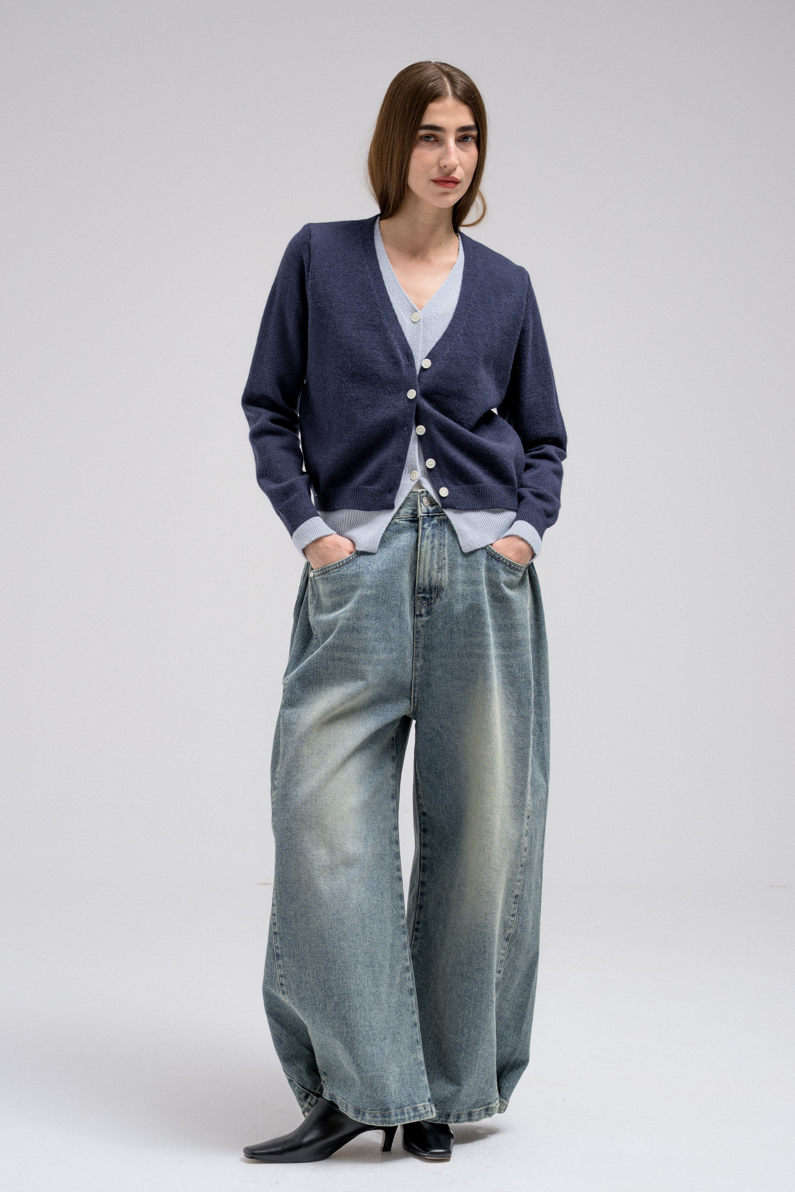 RAY DOUBLE LAYERED CARDIGAN