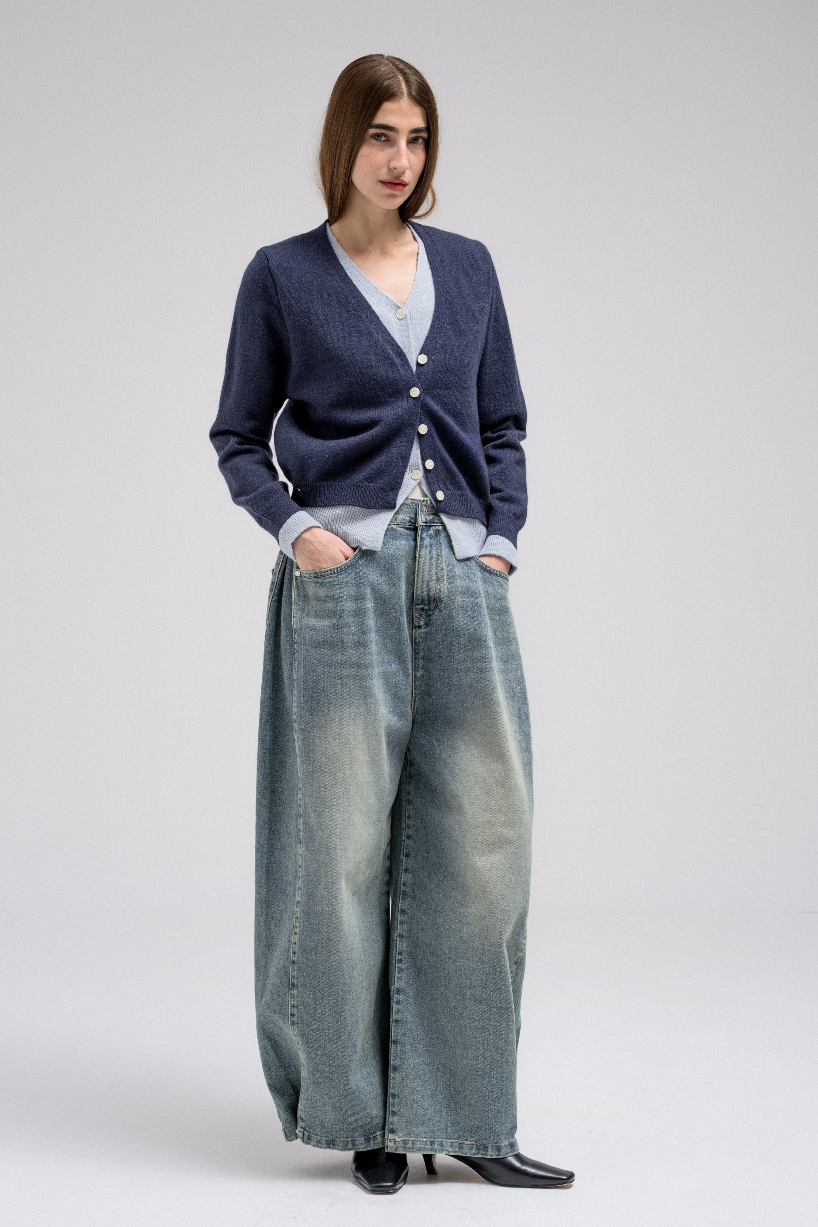 RAY DOUBLE LAYERED CARDIGAN