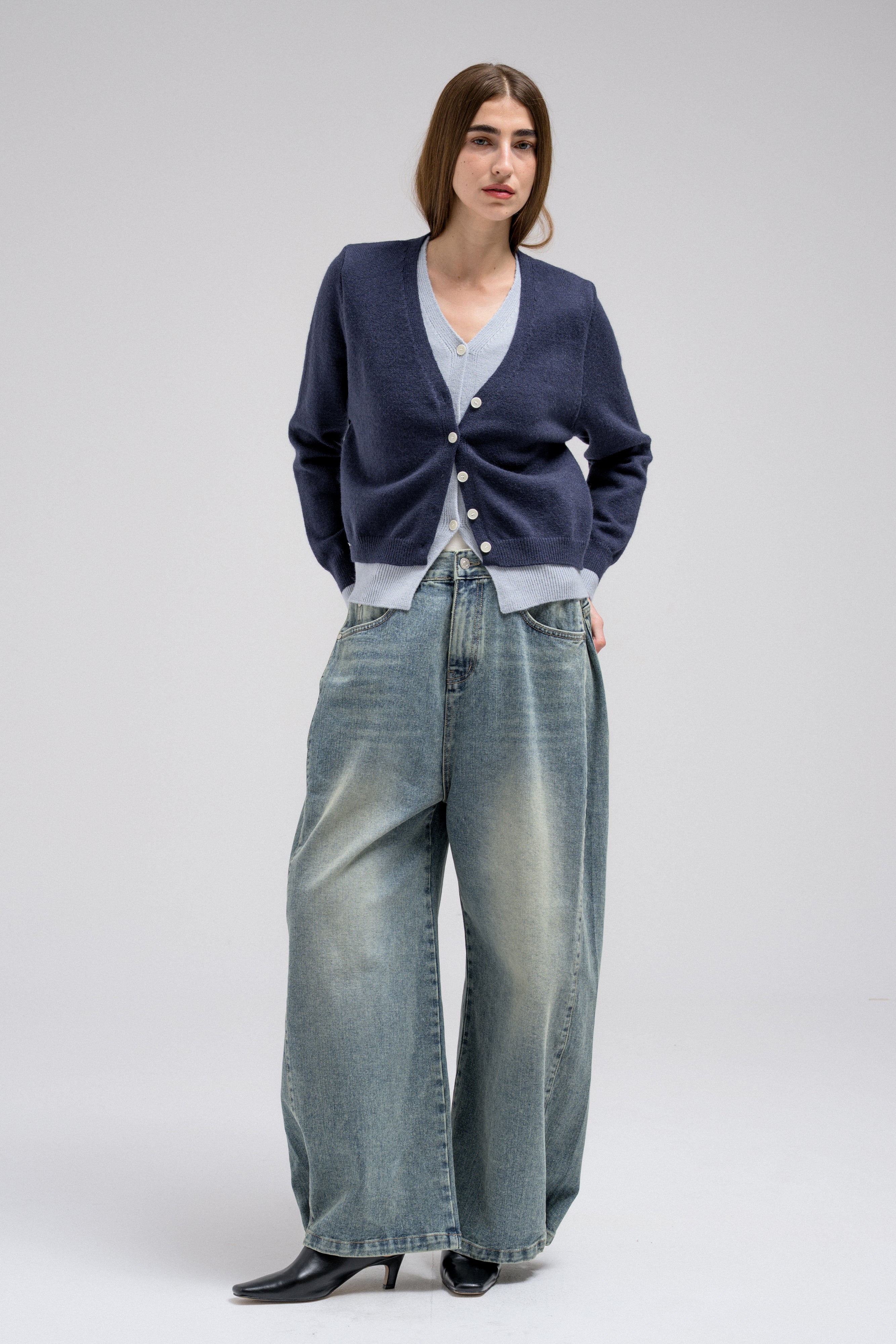 RAY DOUBLE LAYERED CARDIGAN