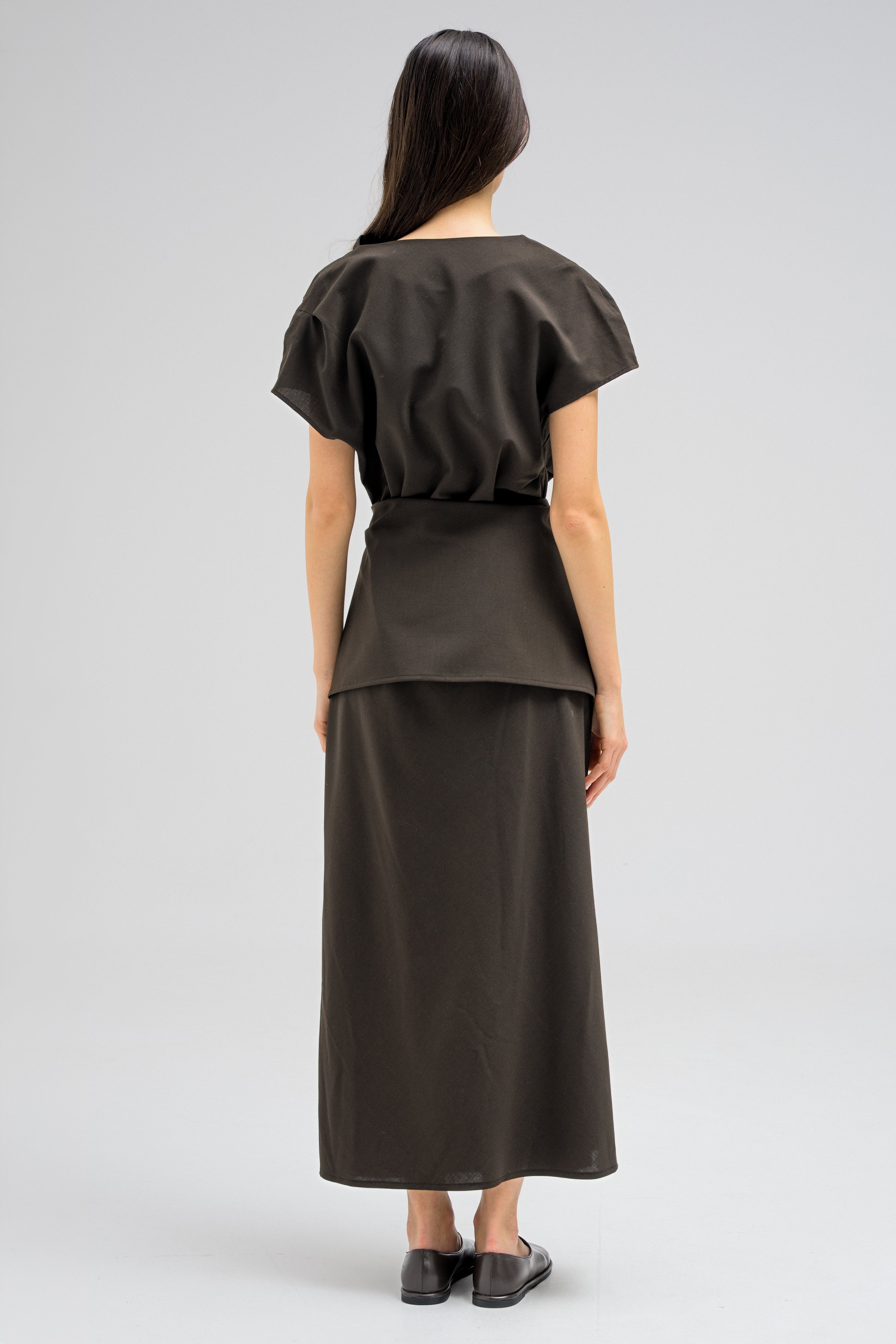 COWL WRAP MIDI DRESS