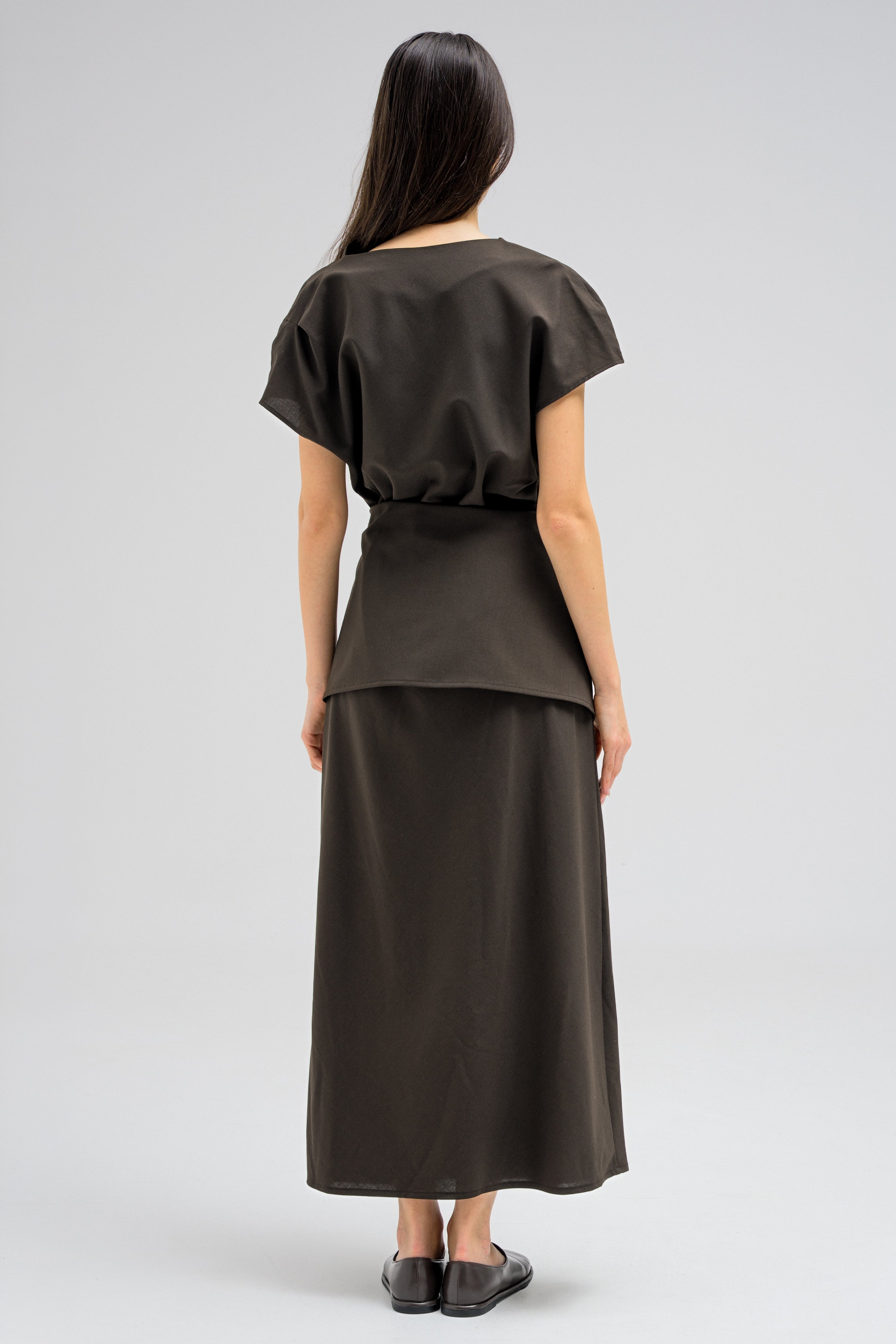COWL WRAP MIDI DRESS