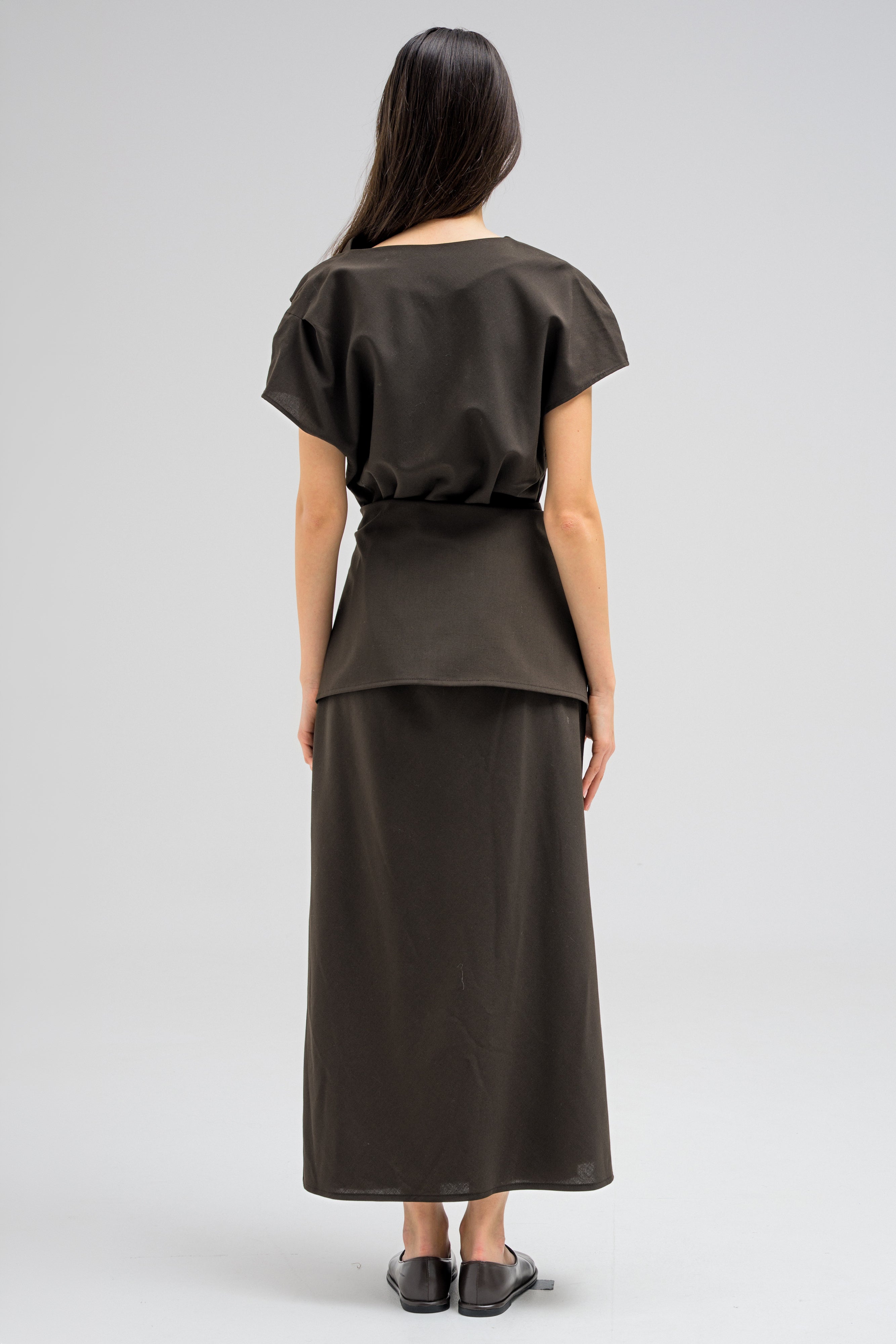 COWL WRAP MIDI DRESS