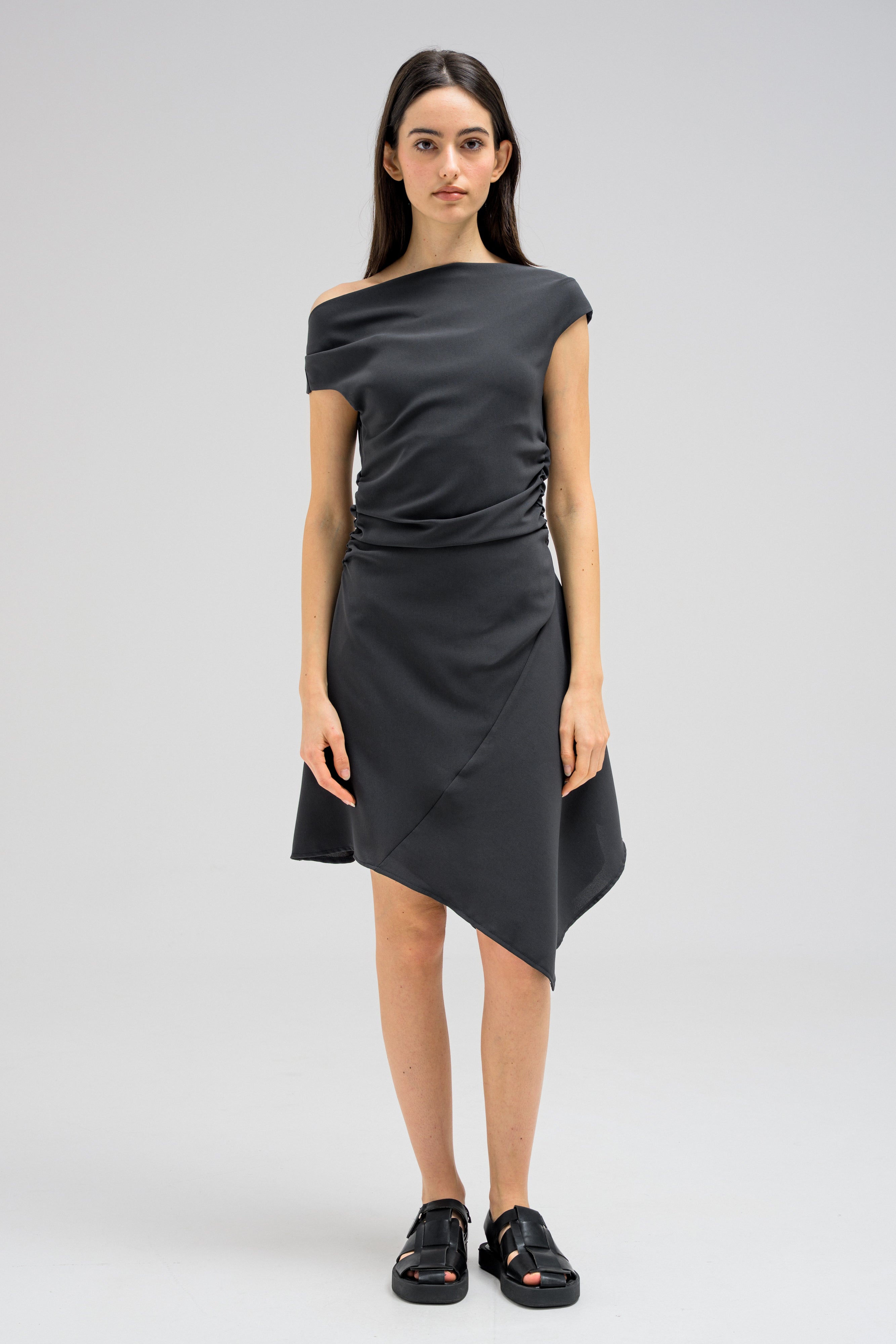 DRAPED EDGE DRESS