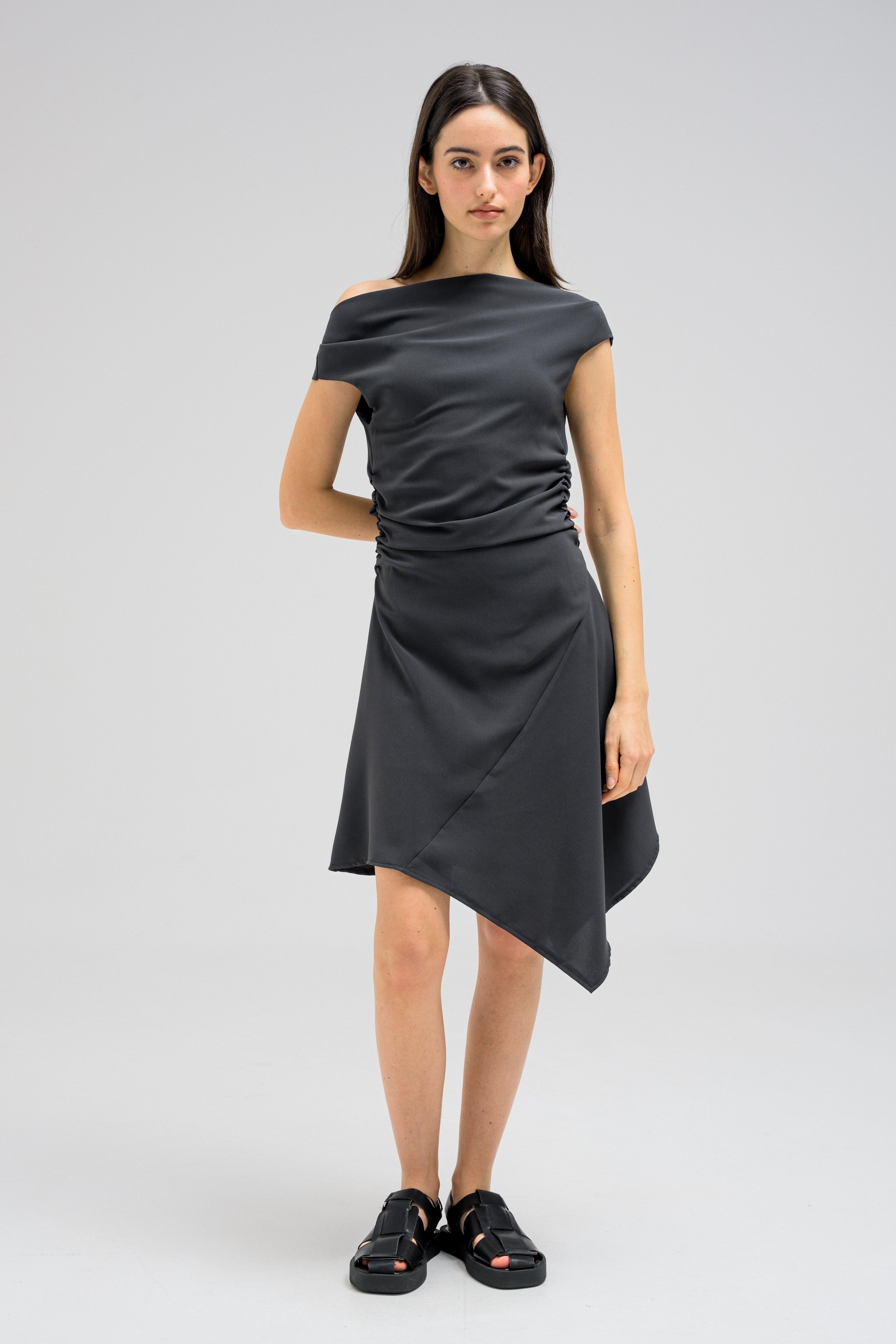 DRAPED EDGE DRESS