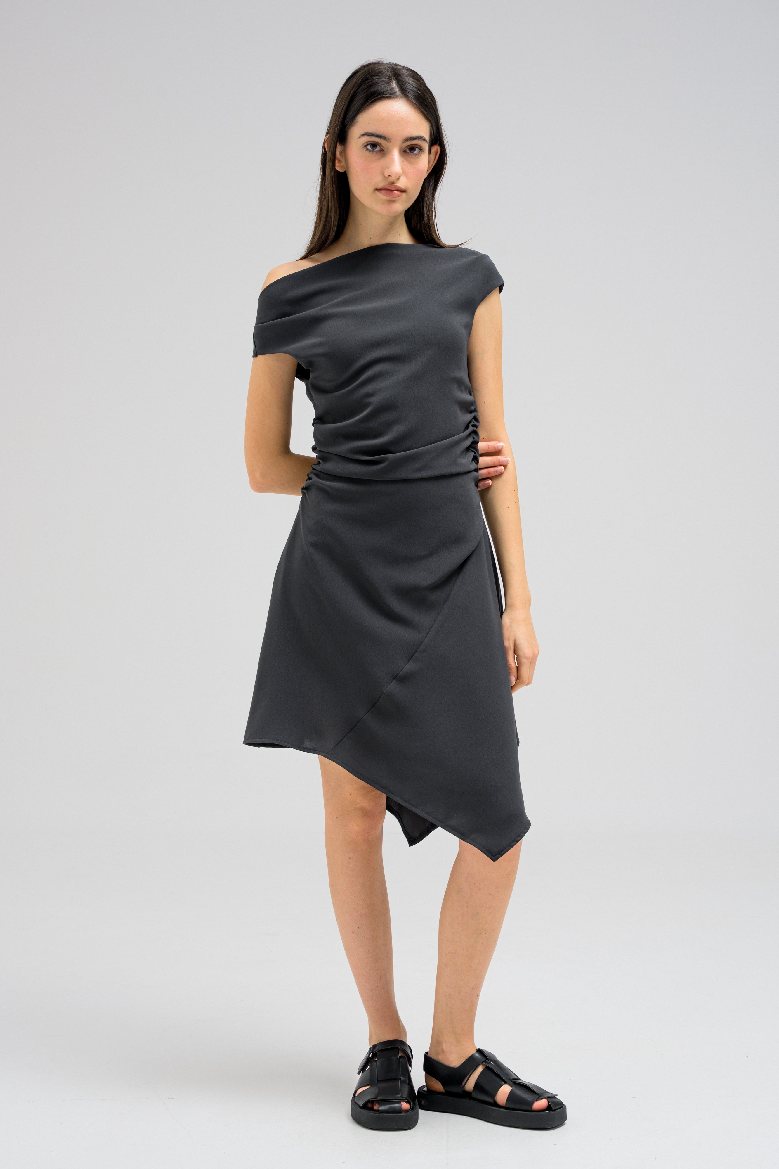 DRAPED EDGE DRESS