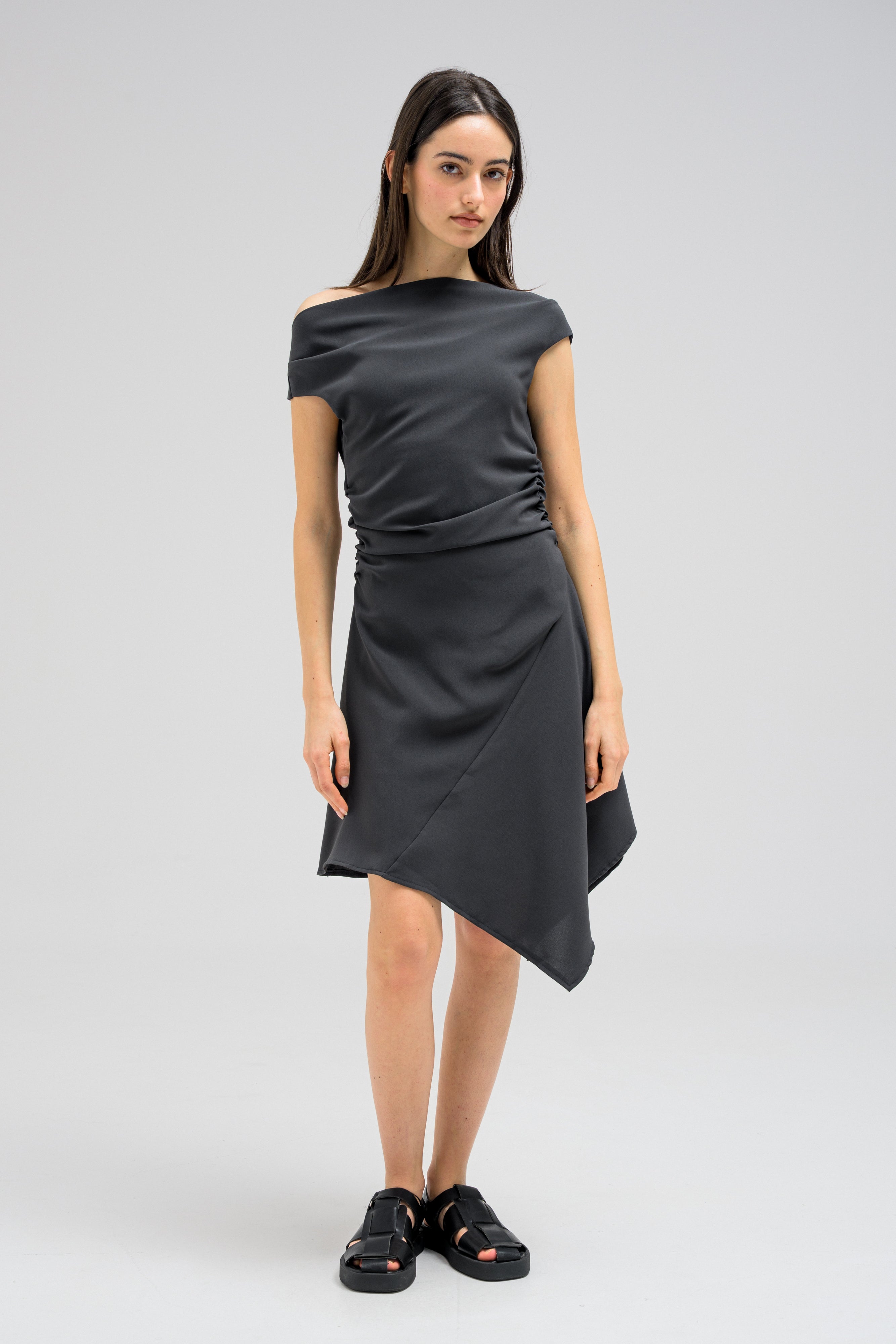 DRAPED EDGE DRESS