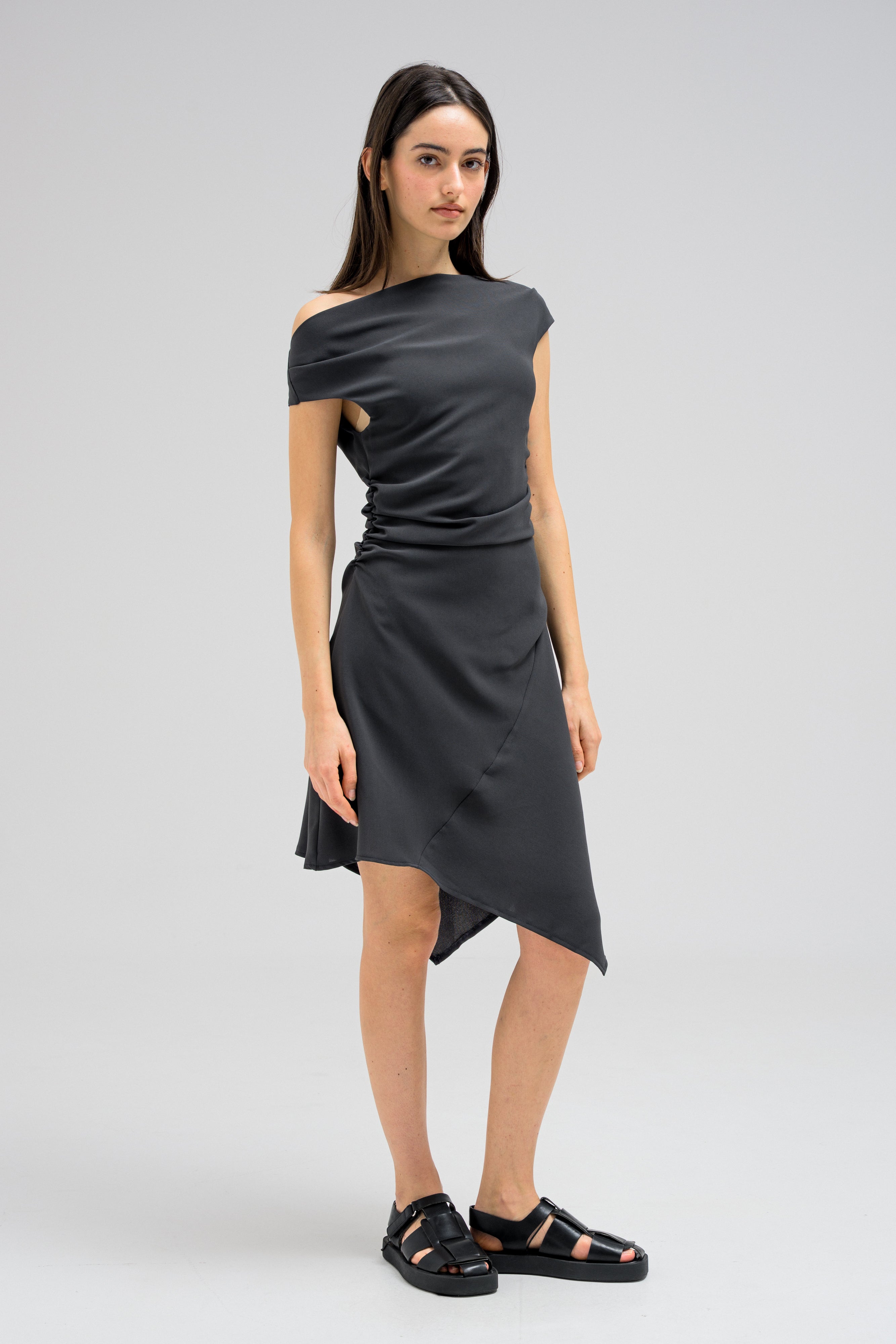 DRAPED EDGE DRESS