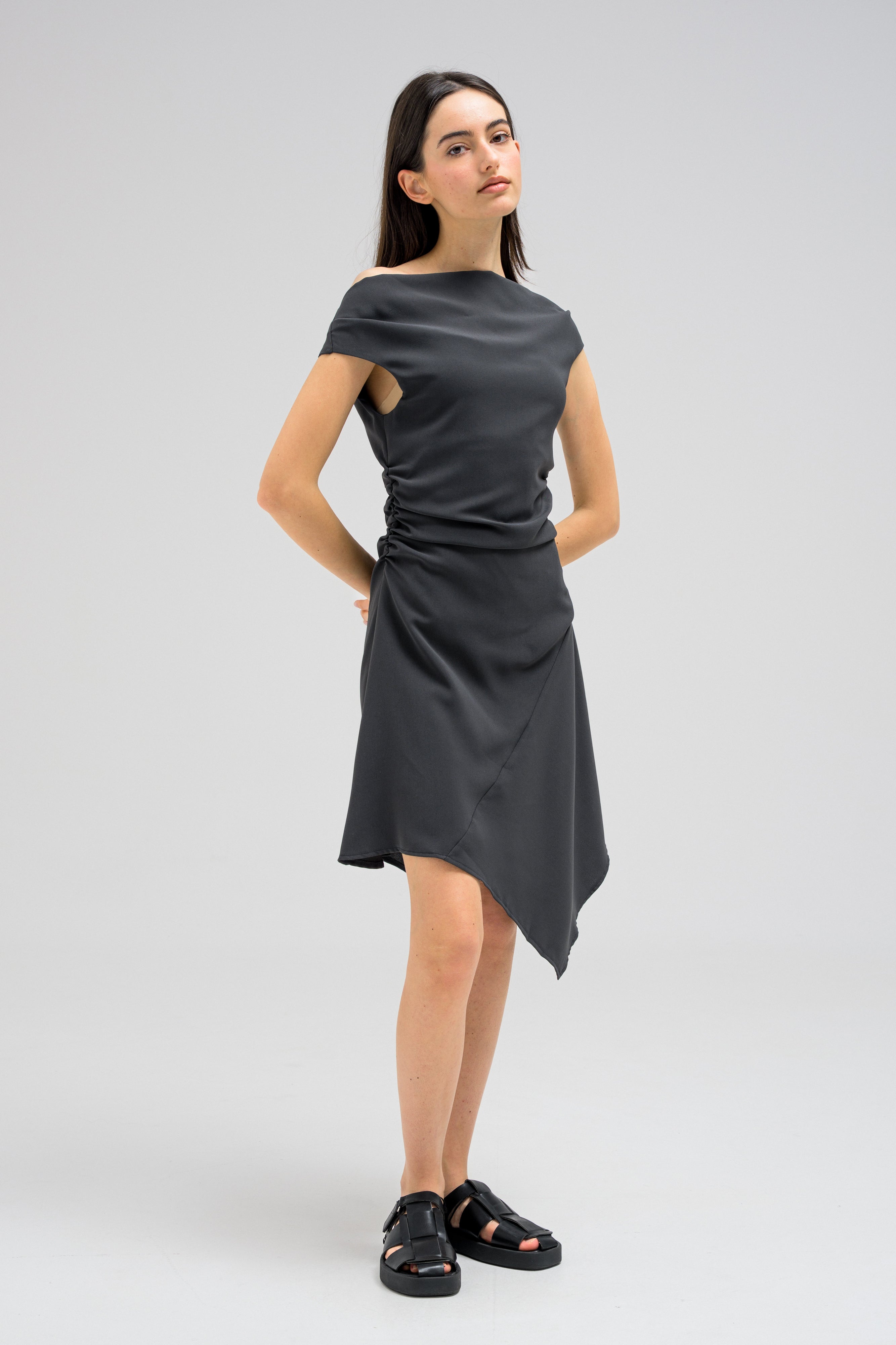 DRAPED EDGE DRESS