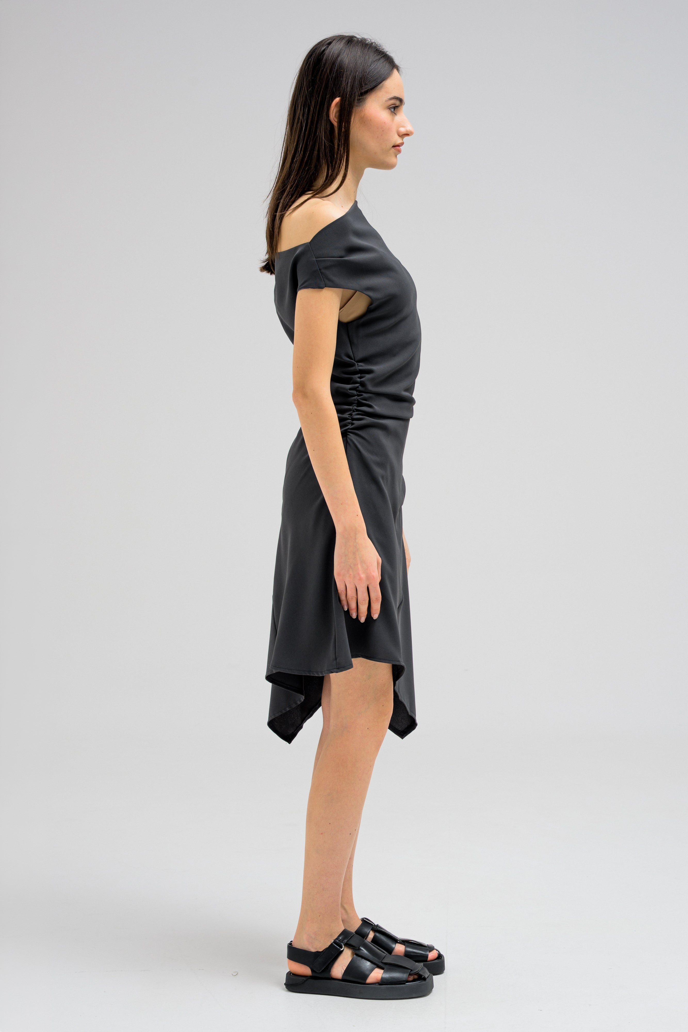 DRAPED EDGE DRESS