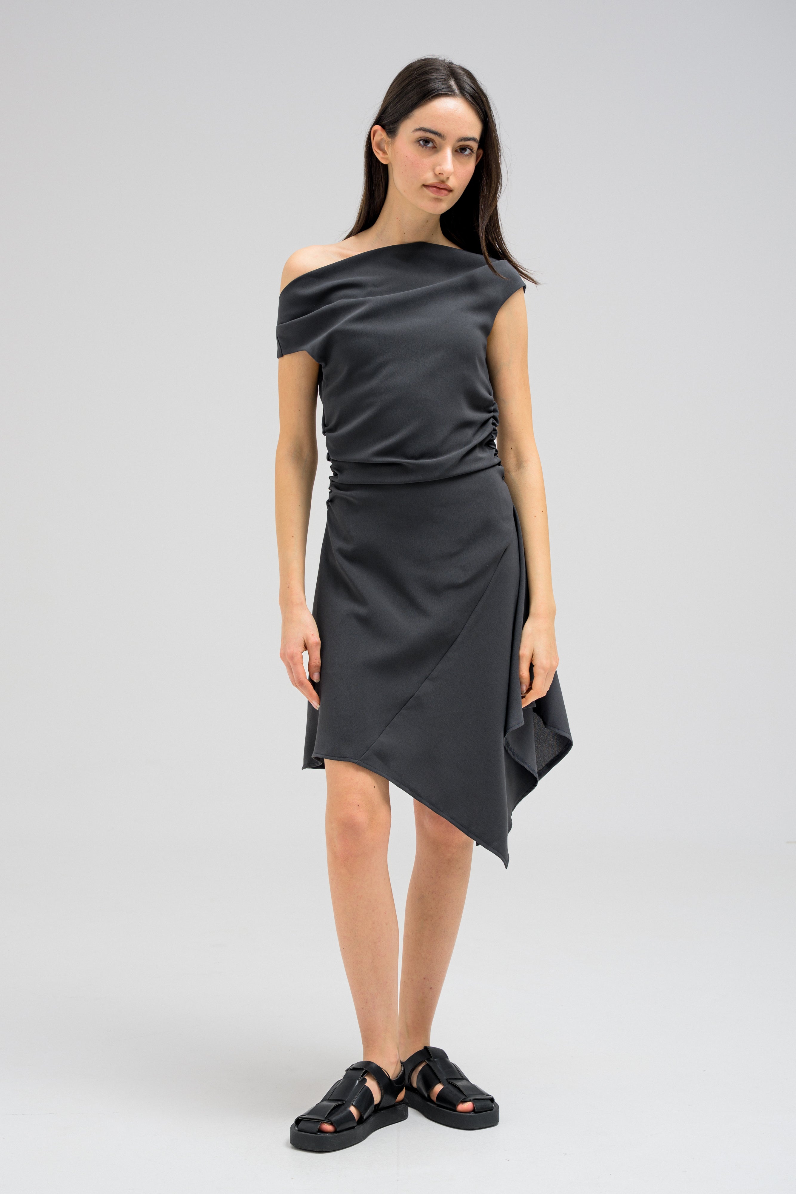 DRAPED EDGE DRESS