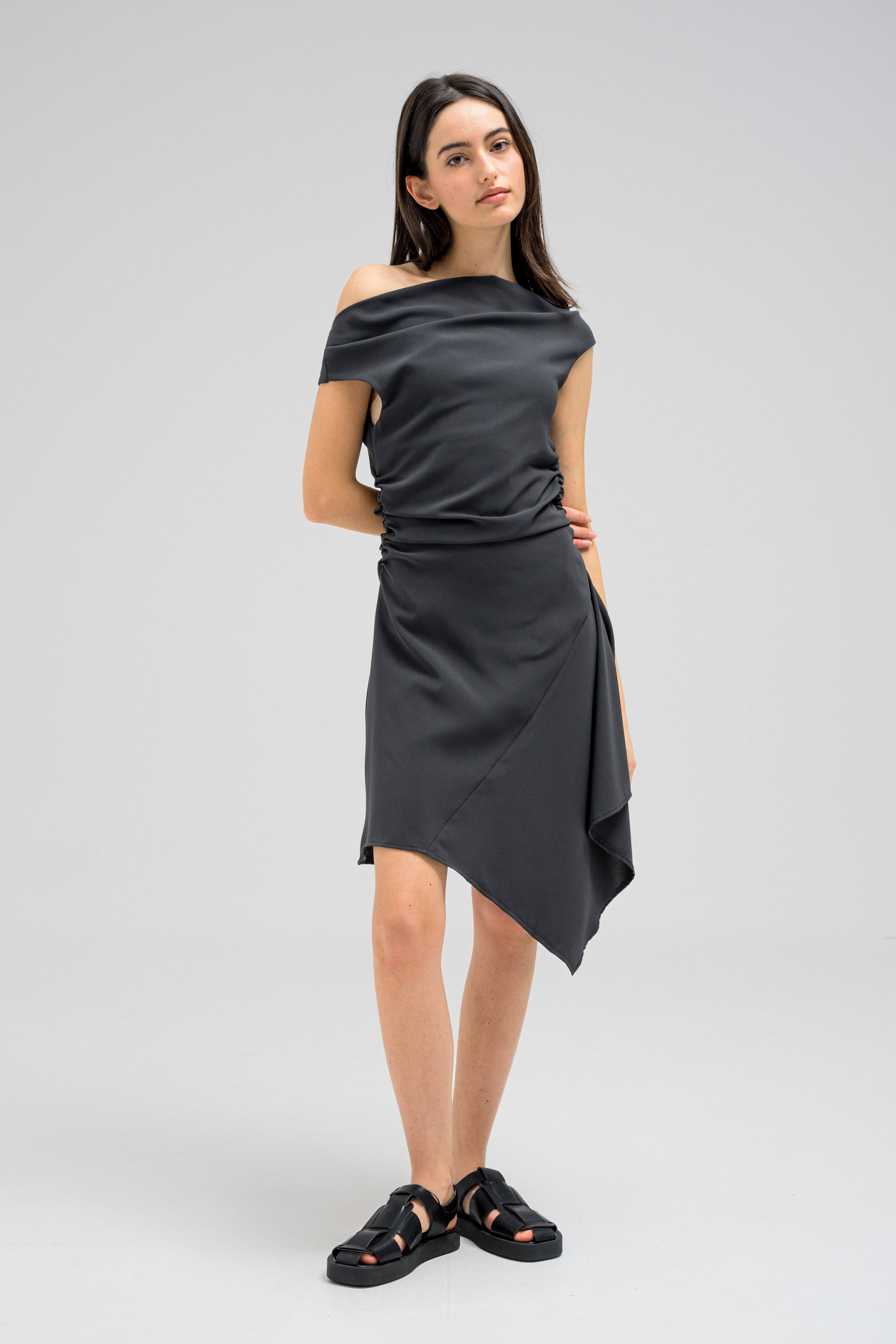 DRAPED EDGE DRESS