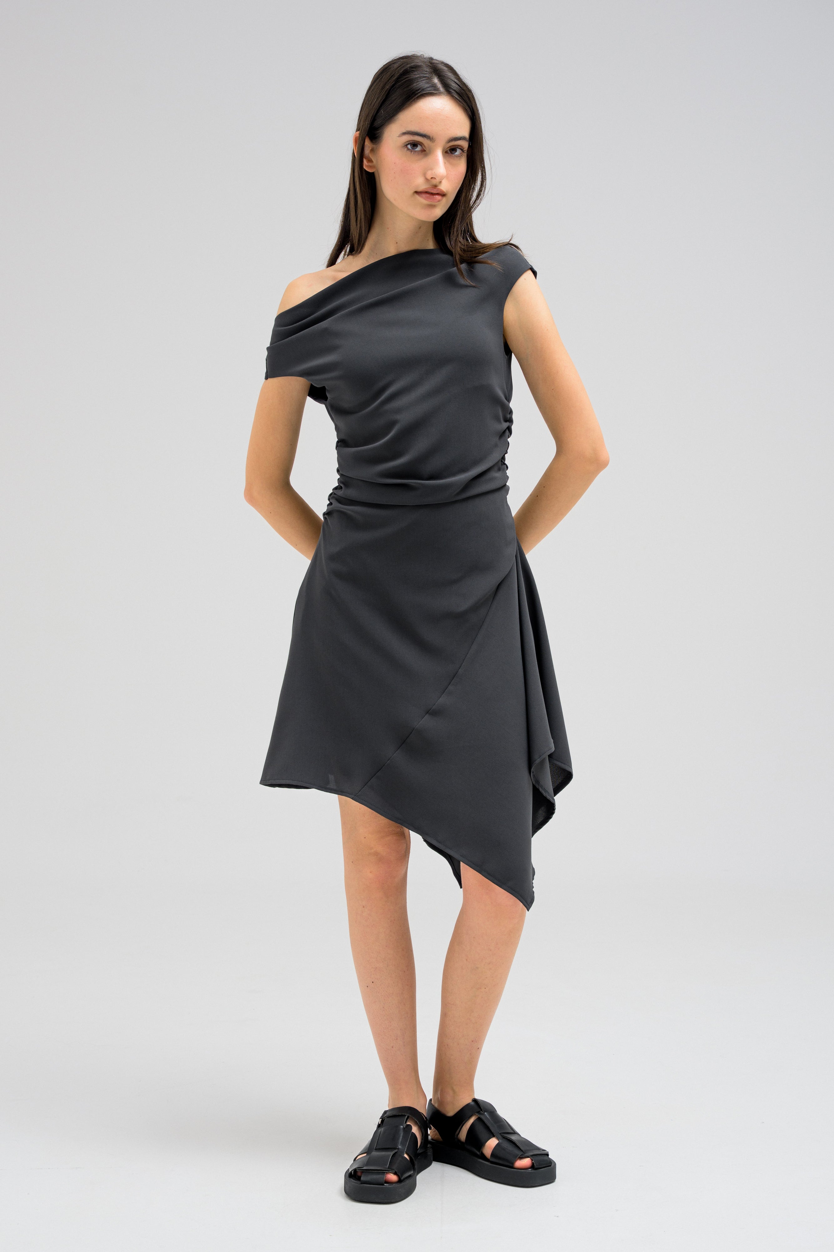 DRAPED EDGE DRESS