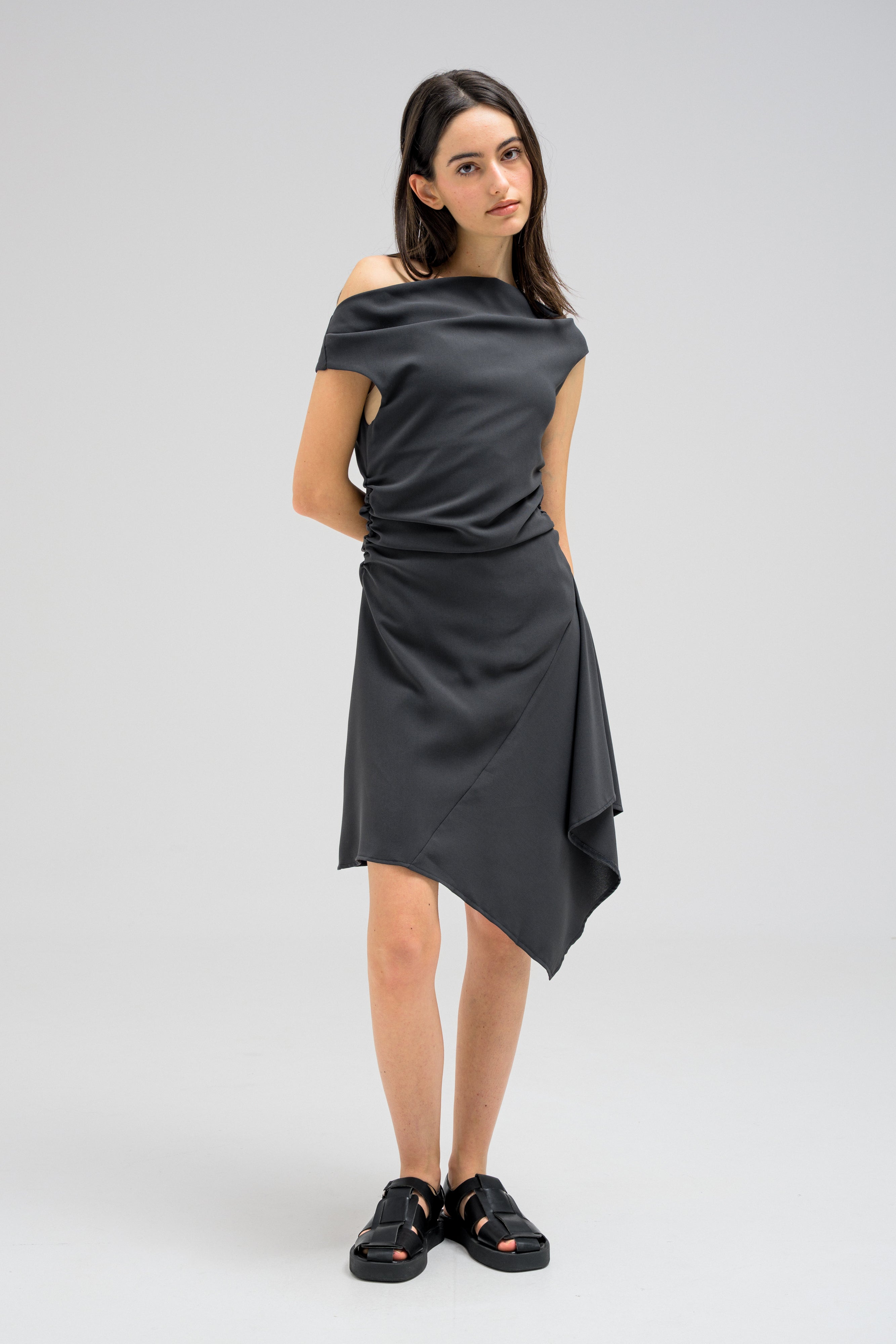 DRAPED EDGE DRESS