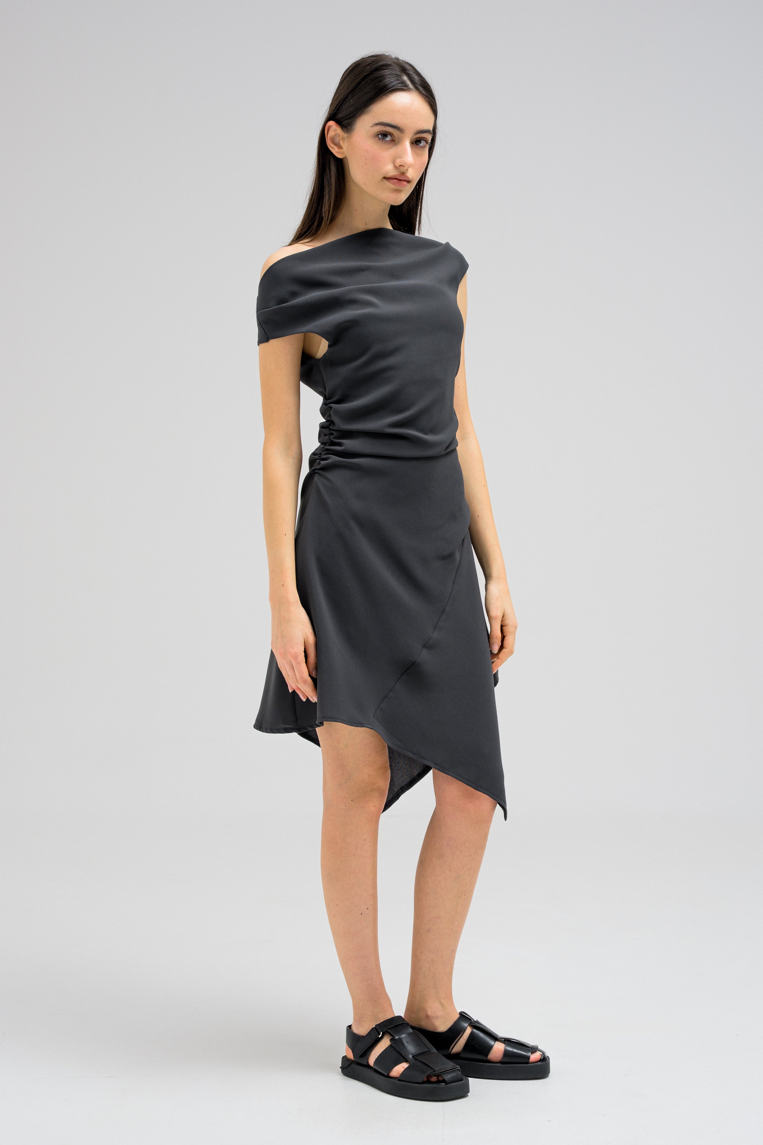DRAPED EDGE DRESS