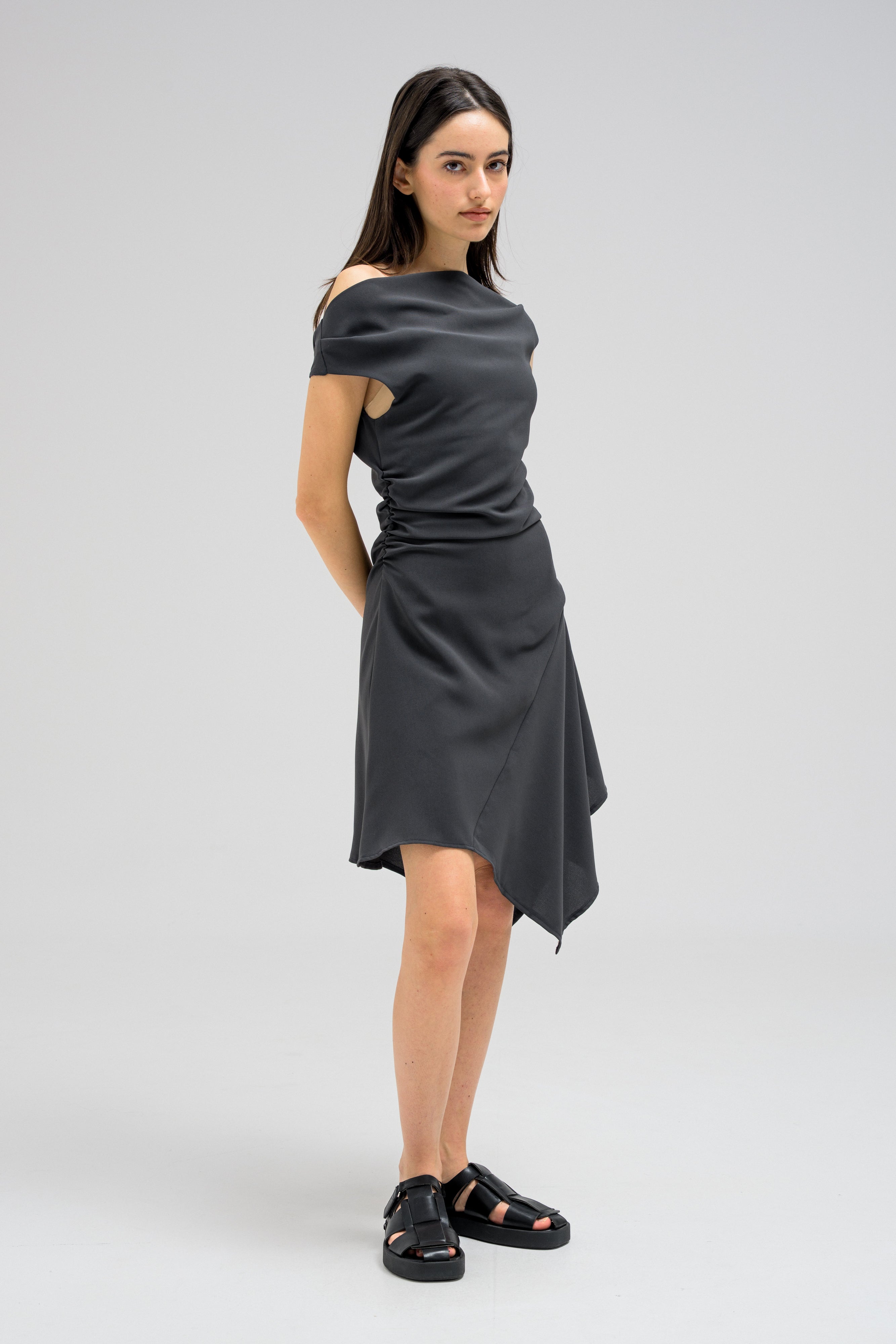 DRAPED EDGE DRESS