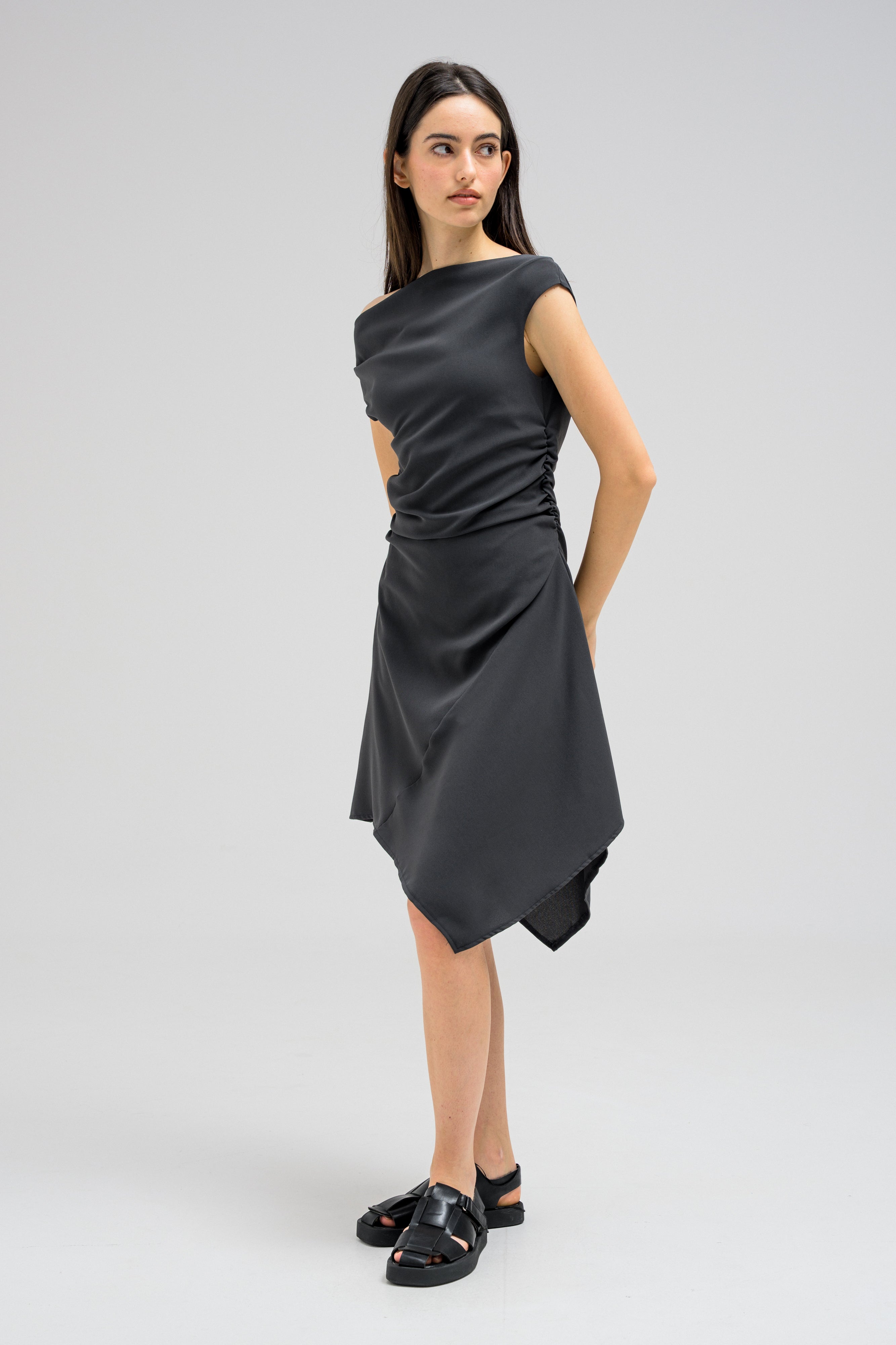 DRAPED EDGE DRESS