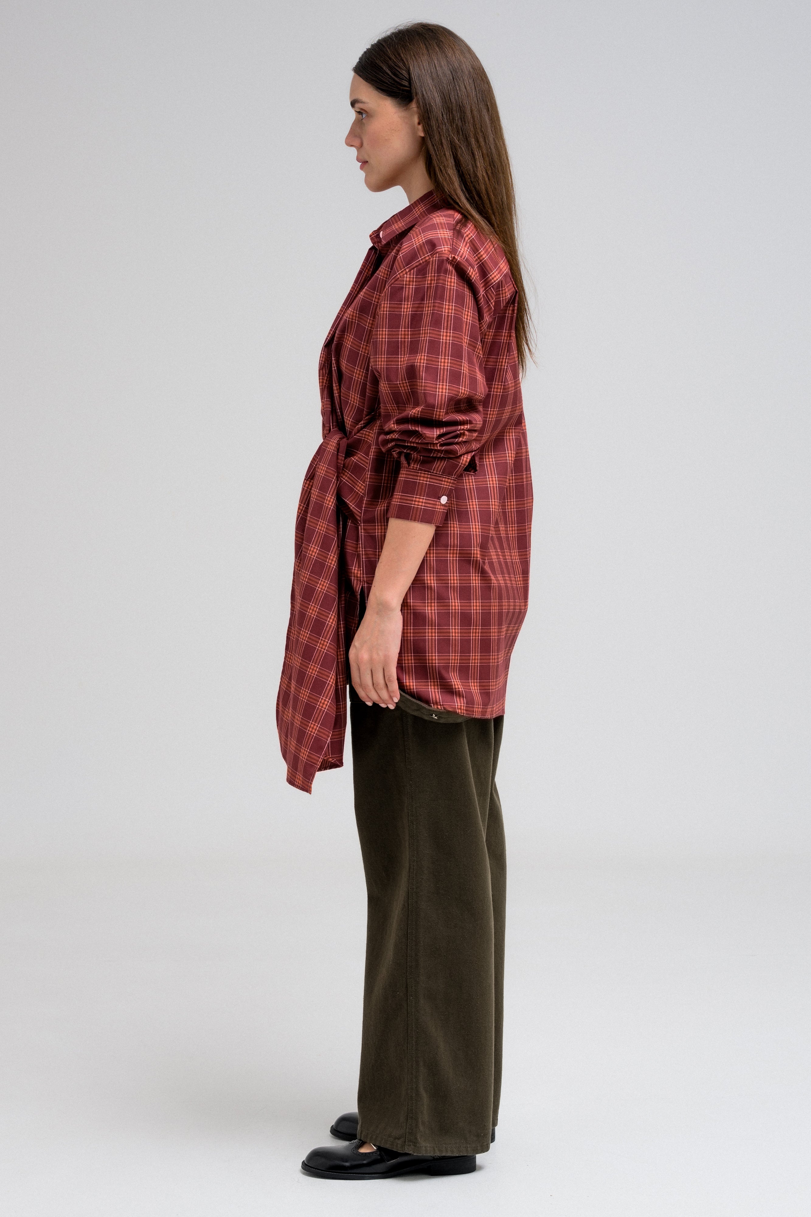 CHECKERED WRAP SHIRT