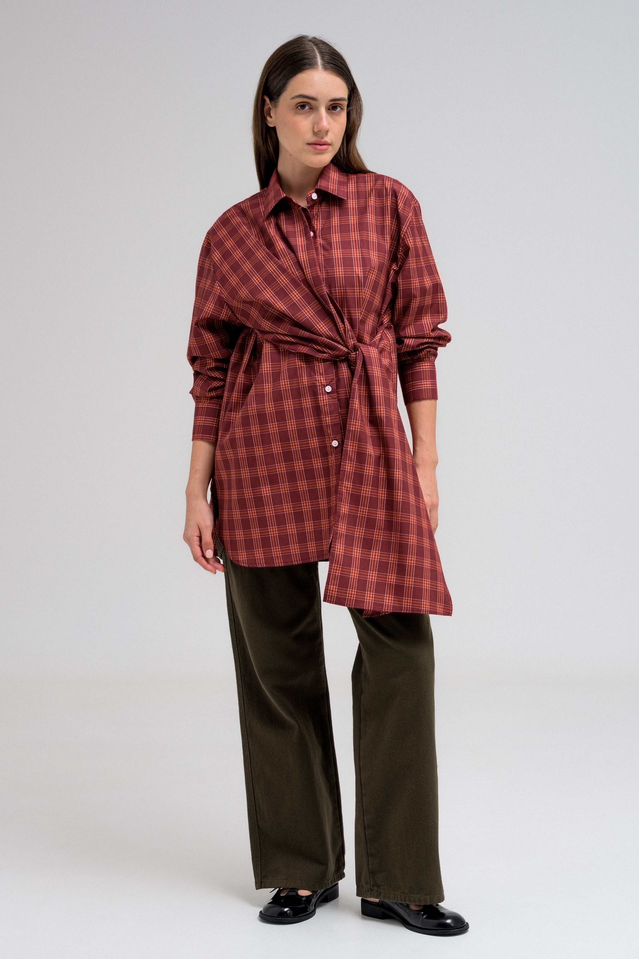 CHECKERED WRAP SHIRT