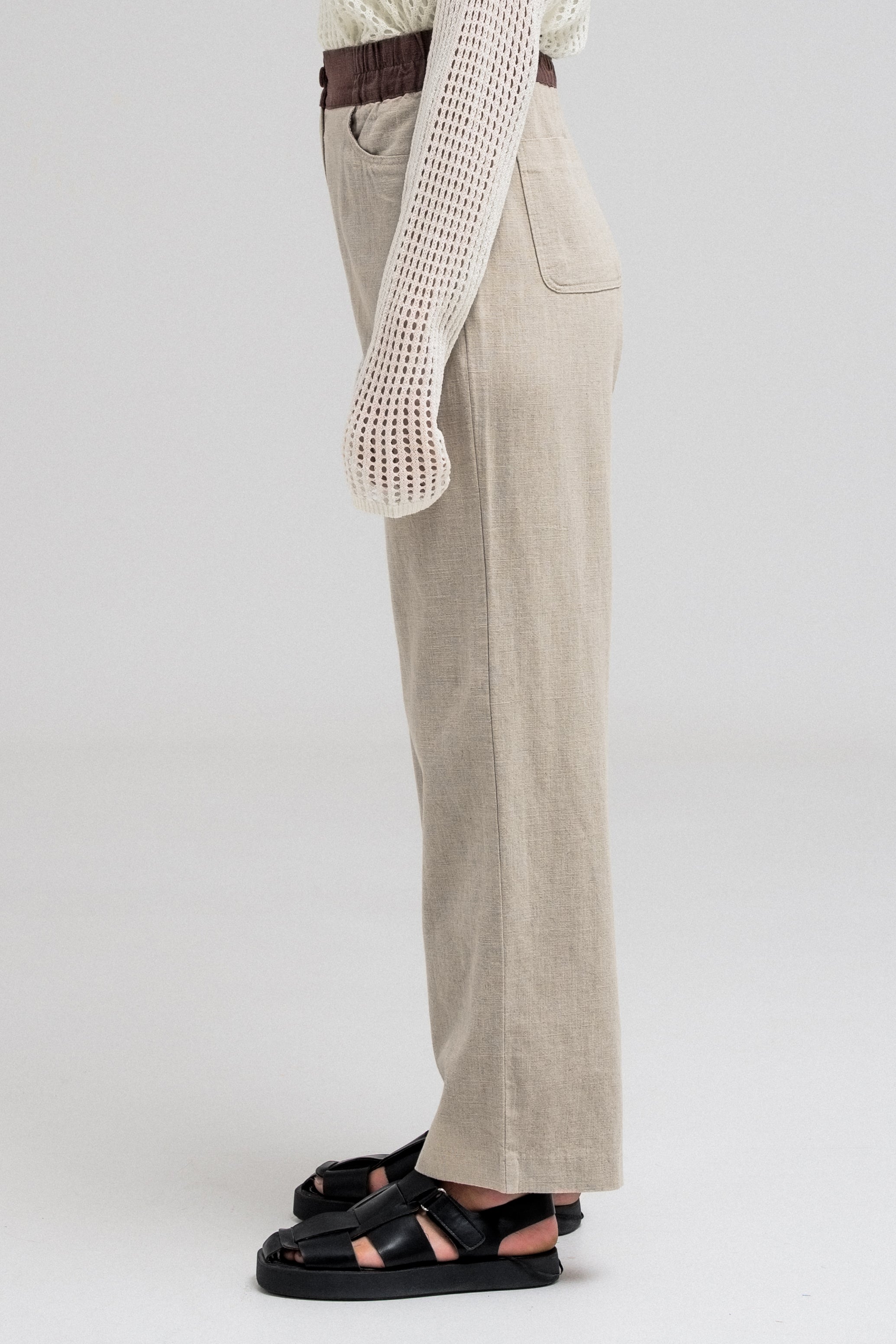 LARA CONTRAST WAIST PANTS