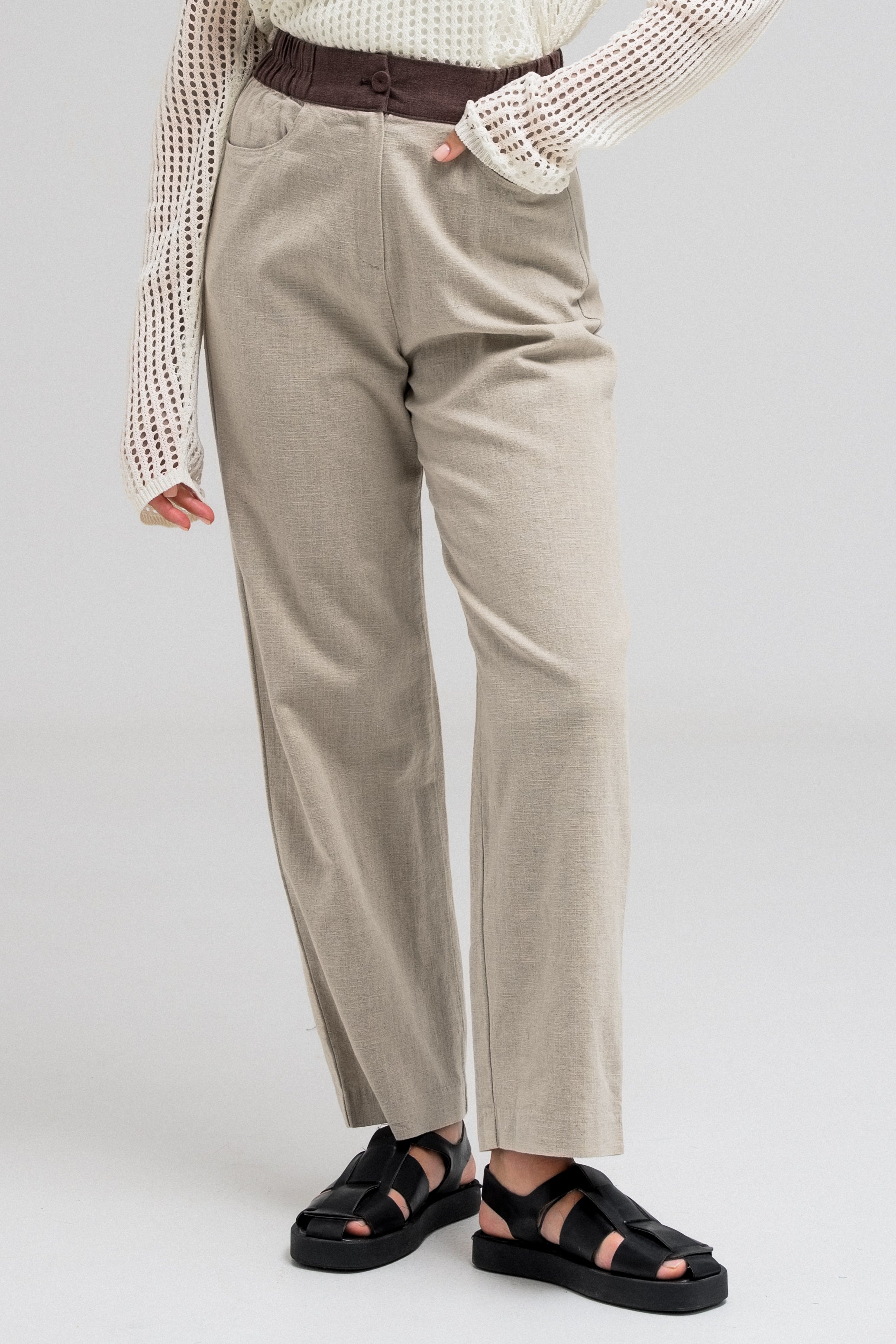 LARA CONTRAST WAIST PANTS