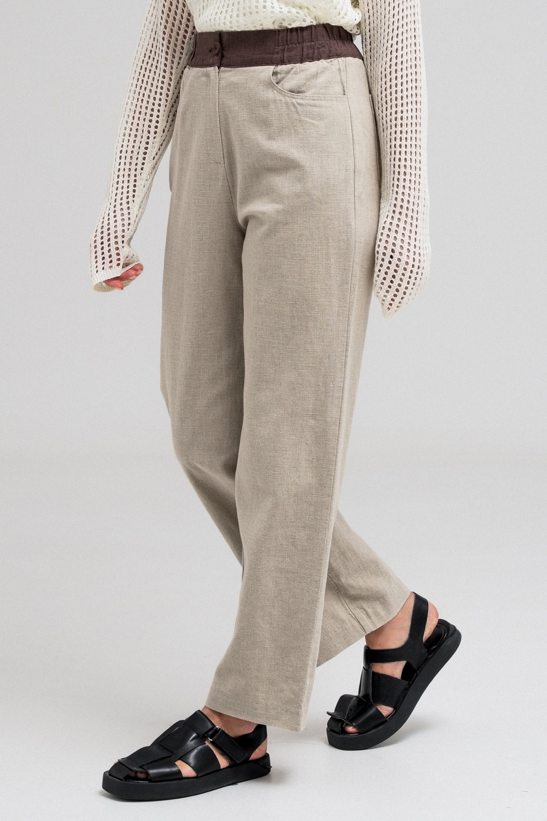 LARA CONTRAST WAIST PANTS